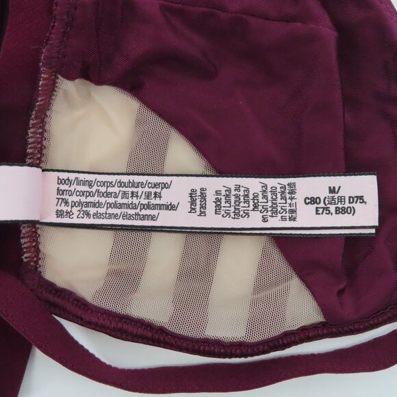 Victorias Secret Medium Bralette Purple Mesh Sides Wireless Unlined Front Close - Picture 11 of 13